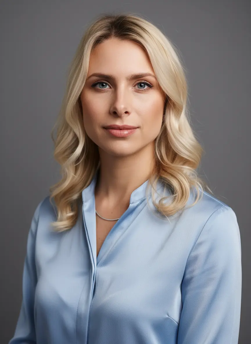 AI headshot with professional blouse outfit