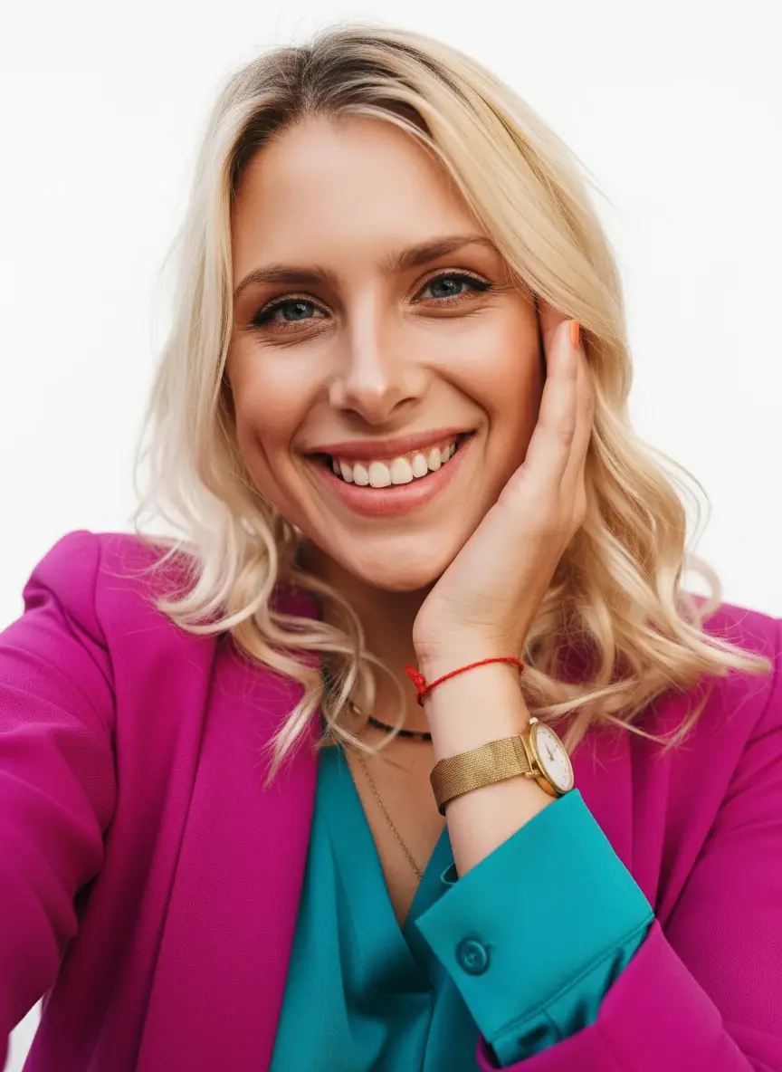 AI headshot in modern colorful outfit