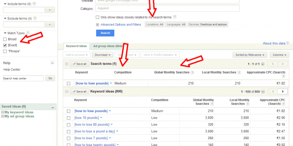 How to choose post titles using the keyword tool