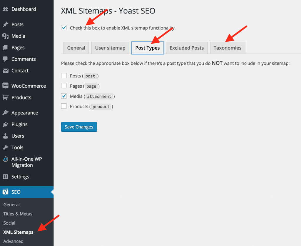 Yoast Sitemap Settings