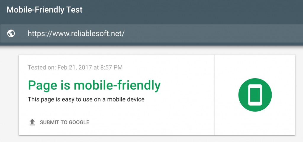 google mobile friendly test