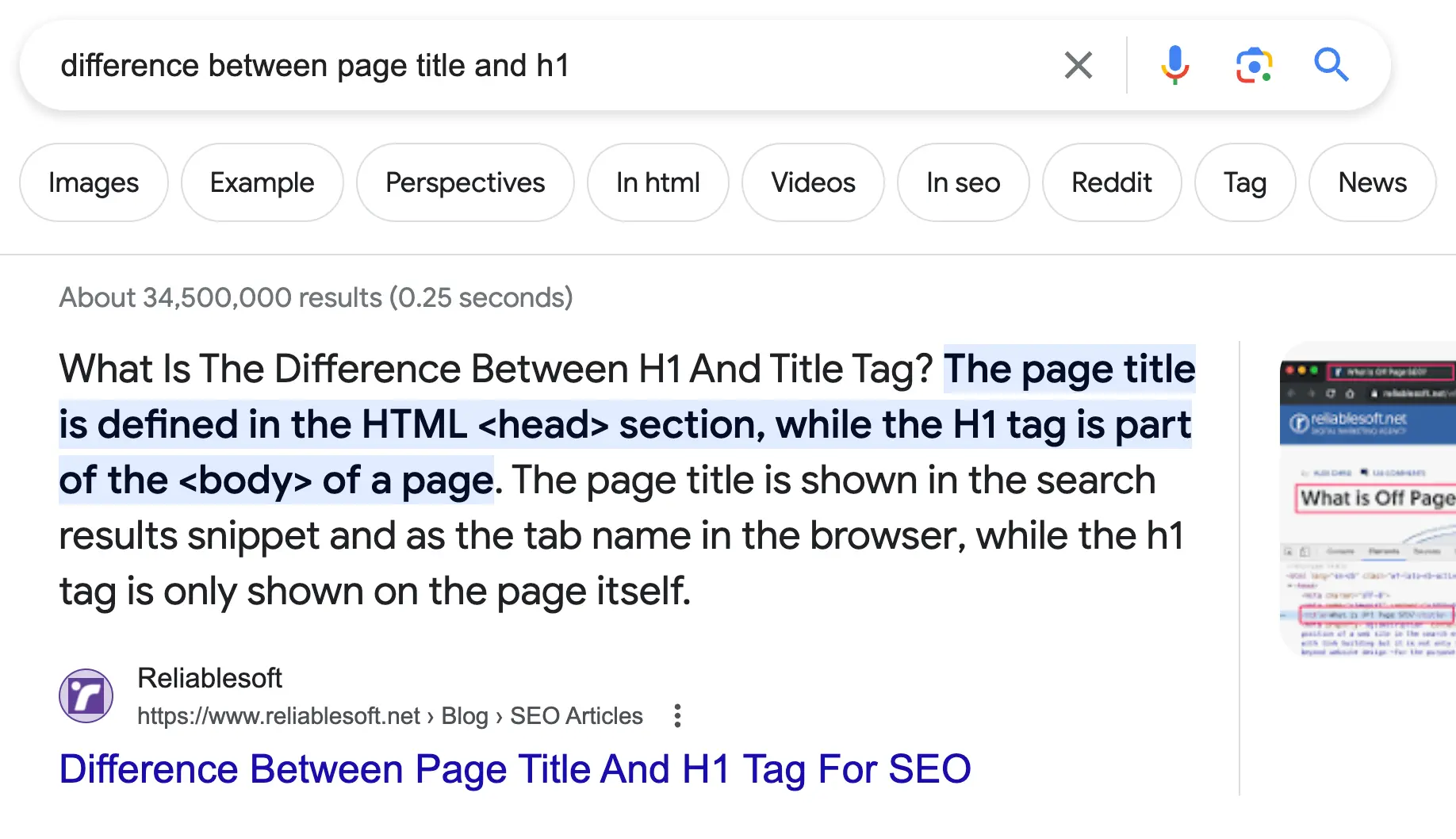 Featured Snippet Paragraph Example
