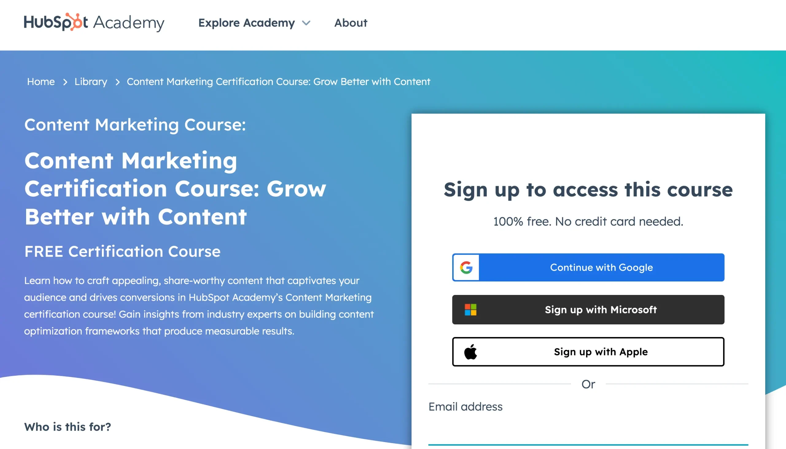 Content Marketing Certification Course by HubSpot